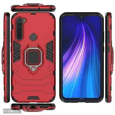 GEHLOT ; OneStep Towards Online Panther Kickstand PC+TPU Car Magnetic Ring Holder 360 deg; Degree Stand Four Corner Shockproof Defender Bumper Hard Back Case Cover for Xiaomi Redmi Note 8T - Red-thumb3