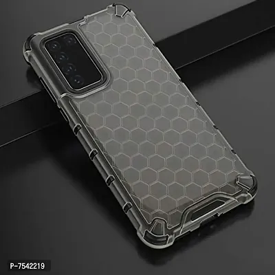 GEHLOT ; OneStep Towards Online Honeycomb Heavy Duty Four Corner Shockproof Protection Clear Transparent Luxury Bumper PC+TPU Hard Back Case Cover for Honor V30 Pro (Black)