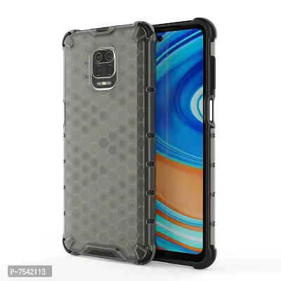 GEHLOT ; OneStep Towards Online Honeycomb Heavy Four Corner Shockproof Protection Clear Transparent Luxury Bumper PC+TPU Hard Back Case Cover Xiaomi Redmi Note 9 Pro / 9 Pro Max/Poco M2 PRO - Black