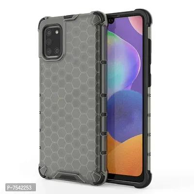 GEHLOT ; OneStep Towards Online Honeycomb Heavy Duty Four Corner Shockproof Protection Clear Transparent Luxury Bumper PC+TPU Hard Back Case Cover for Samsung (Galaxy A31; Black)-thumb0