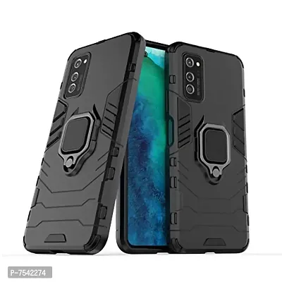 GEHLOT ; OneStep Towards Online Panther Kickstand PC+TPU Car Magnetic Ring Holder 360 Stand Hybrid Four Corner Shockproof Protection Defender Dual Bumper Hard Back Case Cover for Honor V30 Pro (Black)