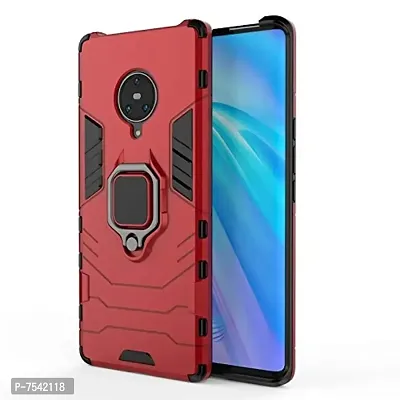 GEHLOT ; OneStep Towards Online Panther Kickstand PC+TPU Car Magnetic Ring Holder 360 Stand Hybrid Four Corner Shockproof Protection Defender Dual Layer Bumper Hard Back Case Cover for VIVO NEX 3 -Red-thumb2