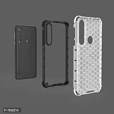 GEHLOT ; OneStep Towards Online Honeycomb Heavy Duty Four Corner Shockproof Protection Clear Transparent Luxury Bumper Pc+TPU Hard Back Cover for Motorola Moto G8 Play/One Macro/G8 Plus (Black)-thumb5