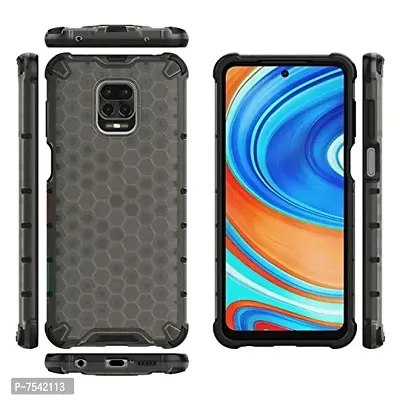 GEHLOT ; OneStep Towards Online Honeycomb Heavy Four Corner Shockproof Protection Clear Transparent Luxury Bumper PC+TPU Hard Back Case Cover Xiaomi Redmi Note 9 Pro / 9 Pro Max/Poco M2 PRO - Black-thumb2