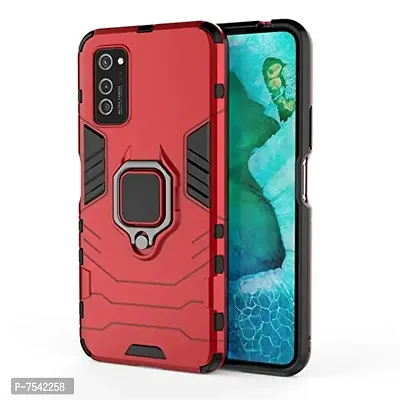 GEHLOT ; OneStep Towards Online Panther Kickstand PC+TPU Car Magnetic Ring Holder 360 Stand Hybrid Four Corner Shockproof Protection Defender Dual Bumper Hard Back Case Cover for Honor V30 Pro (Red)