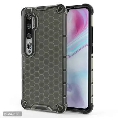 GEHLOT ; OneStep Towards Online Honeycomb Heavy Duty Four Corner Shockproof Protection Clear Transparent Luxury Bumper PC+TPU Hard Back Case Cover for Xiaomi Mi Note 10 / Note 10 Pro (Black)