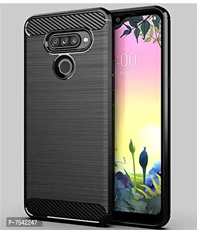 GEHLOT ; OneStep Towards Online Carbon TPU Phone Cover Shockproof Soft TPU Protective Cases Anti-Slip Anti Scratch Carbon Fiber Ultra Thin Slim Fit Reinforced Corner Back Cover Case for LG Q70-thumb0