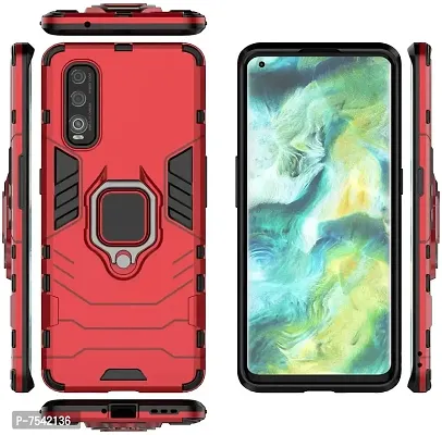 GEHLOT ; OneStep Towards Online Panther Kickstand PC+TPU Car Magnetic Ring Holder 360 Degree Stand Hybrid Four Corner Shockproof Defender Bumper Hard Back Case Cover for Oppo (Oppo Find X2, Red)-thumb2