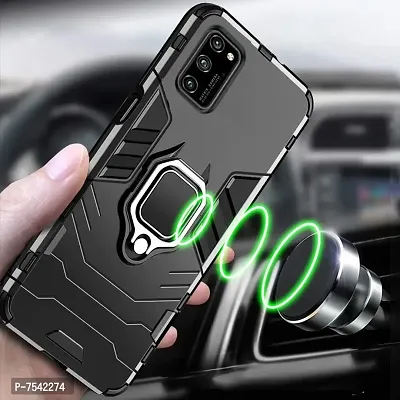 GEHLOT ; OneStep Towards Online Panther Kickstand PC+TPU Car Magnetic Ring Holder 360 Stand Hybrid Four Corner Shockproof Protection Defender Dual Bumper Hard Back Case Cover for Honor V30 Pro (Black)-thumb2