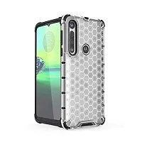 GEHLOT ; OneStep Towards Online Honeycomb Heavy Duty Four Corner Shockproof Protection Clear Transparent Luxury Bumper Pc+TPU Hard Back Cover for Motorola Moto G8 Play/One Macro/G8 Plus (White)-thumb4