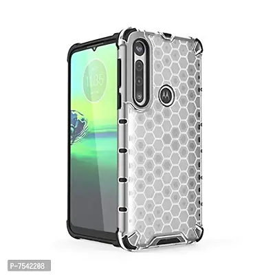 GEHLOT ; OneStep Towards Online Honeycomb Heavy Duty Four Corner Shockproof Protection Clear Transparent Luxury Bumper Pc+TPU Hard Back Cover for Motorola Moto G8 Play/One Macro/G8 Plus (White)-thumb5
