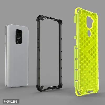 GEHLOT ; OneStep Towards Online Honeycomb Heavy Duty Four Corner Shockproof Protection Clear Transparent Luxury Bumper PC+TPU Hard Back Case Cover for Xiaomi (Redmi Note 9, White)-thumb2