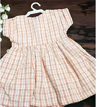 Stylish Peach Cotton Printed Frocks For Girl-thumb1