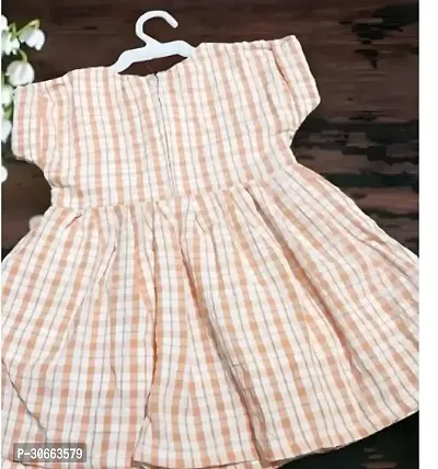 Stylish Peach Cotton Printed Frocks For Girl-thumb2