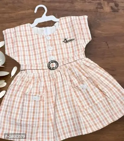 Stylish Peach Cotton Printed Frocks For Girl-thumb0