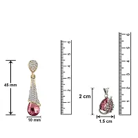 Mahi Combo of Mesmerising Pink Love Pendant and Drop Earrings with Crystal Stones CO1104648M-thumb2