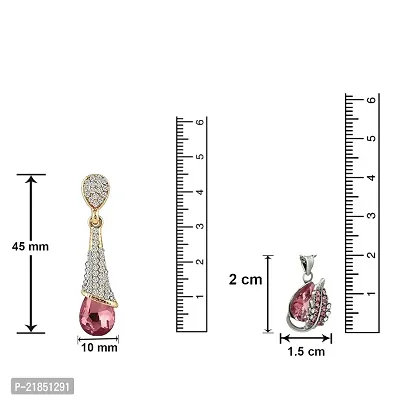 Mahi Combo of Mesmerising Pink Love Pendant and Drop Earrings with Crystal Stones CO1104648M-thumb3