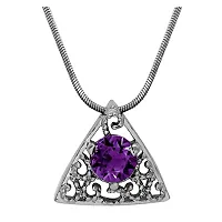 Mahi with Swarovski Elements Purple Triangle Beauty Rhodium Plated Pendant Set for Women NL1104143RPur-thumb1