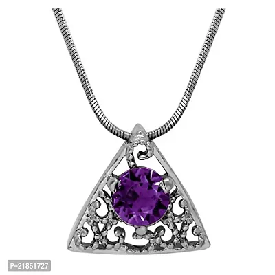 Mahi with Swarovski Elements Purple Triangle Beauty Rhodium Plated Pendant Set for Women NL1104143RPur-thumb2