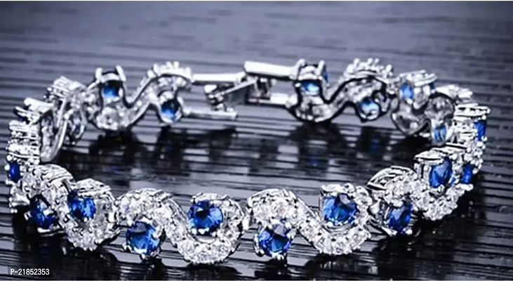 Mahi Rhodium Plated Rich Royal Blue Crystals Bracelet for Women BR1100276RCC-thumb4