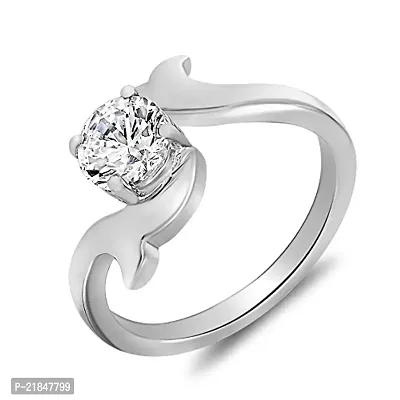Mahi Rhodium Plated Glam Star Solitaire Finger Ring Made with Swarovski Zirconia for Women FR1105023R16