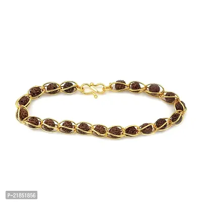 Mahi Rudraksha Gold Plated Religious Bracelet for Men  Women BR1100260G-thumb0
