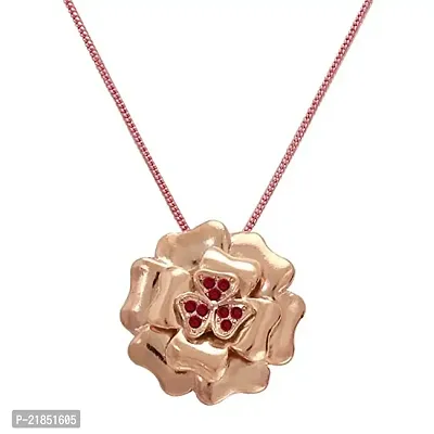 Mahi Rose Gold Plated Floral Heart Pendant with Crystal Stones for Girls and Women PS1193752ZFus