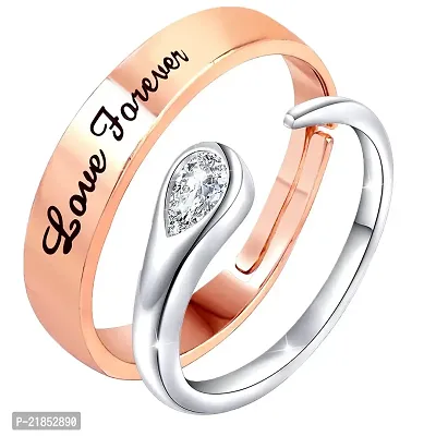 Mahi Valentine Gifts Love Forever and Open Wrap Adjustable Couple Ring with Cubic Zirconia (FRCO1103184M)