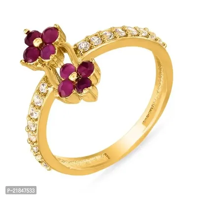 Mahi Ruby  CZ 24K Gold Plated Fashion Finger Ring for Women FR1100315G10