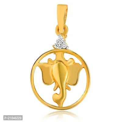 Mahi Gold Plated Gananathaya Pendant of Brass Alloy with CZ for Women PS1101390G