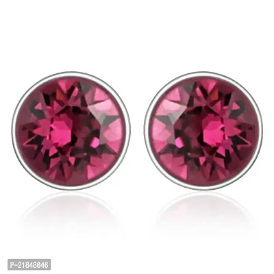Mahi Rhodium Plated Purple Bolt Earrings Made with Swarovski Crystals for Women ER1104083RPur