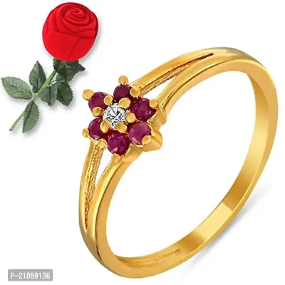 Mahi Ruby  CZ with Rose Shaped Box Fashion Finger Ring for Women FR5100298GCBx12