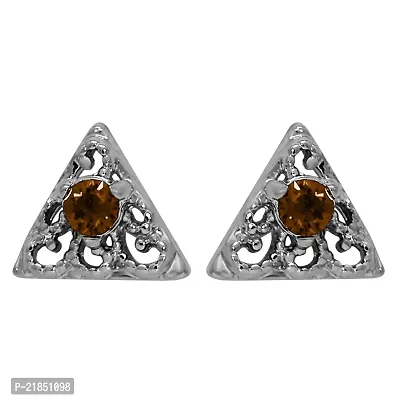 Mahi with Swarovski Elements Brown Triangle Beauty Rhodium Plated Earrings for Women ER1194143RBro-thumb0