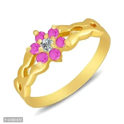 Mahi Gold Plated Luxe Red Finger Ring with CZ for Women FR1100639GRed
