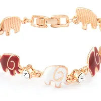 Mahi Crystal Red White Elephant Rose Gold Plated Bracelet for Women BR1100257ZRedWhi-thumb4