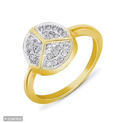 Mahi Gold Plated Peace Round Fingering with CZ for Women FR1100109G12
