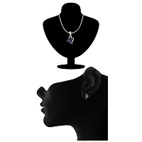 Mahi with Swarovski Crystals Violet Victorian Heart Rhodium Plated Pendant Set for Women (NL1104141RCVio)-thumb3