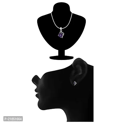 Mahi with Swarovski Crystals Violet Victorian Heart Rhodium Plated Pendant Set for Women (NL1104141RCVio)-thumb4