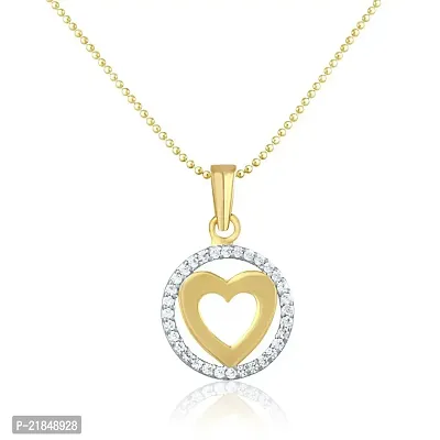 Mahi Gold Plated Aureole Heart Pendant for Women with CZ and Ball Chain PS1101465G