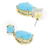 Mahi Gold Plated Gleaming mint blue Cubic Zirconia dangler earrings for girls and women ER1109550G-thumb2