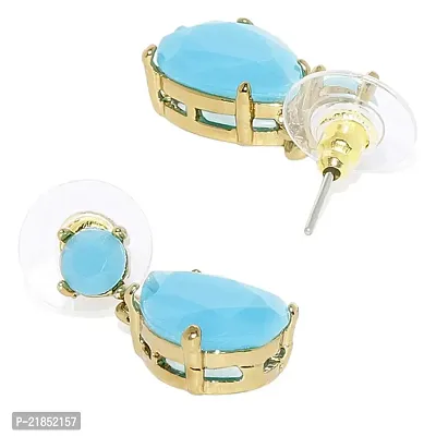 Mahi Gold Plated Gleaming mint blue Cubic Zirconia dangler earrings for girls and women ER1109550G-thumb3