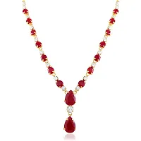 Oviya Gold Plated Charismatic Necklace Set with Ruby for Women and Girls NL2103114G-thumb1