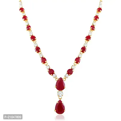 Oviya Gold Plated Charismatic Necklace Set with Ruby for Women and Girls NL2103114G-thumb2