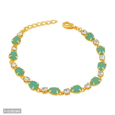 Oviya Gold Plated Designer Green Crystal Link Bracelet for Women BR2100359G