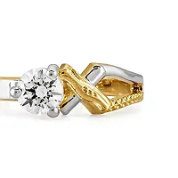Mahi with Swarovski Zirconia Solitaire Cross Gold and Rhodium Dual Tone Finger Ring for Women FR1105038M14-thumb2