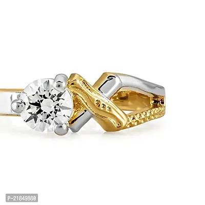 Mahi with Swarovski Zirconia Solitaire Cross Gold and Rhodium Dual Tone Finger Ring for Women FR1105038M14-thumb3