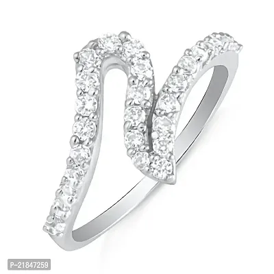 Mahi Rhodium Plated Charismatic Charm Finger Ring with CZ for Women FR1100611R14