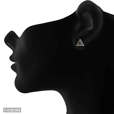 Mahi with Swarovski Elements Brown Triangle Beauty Rhodium Plated Earrings for Women ER1194143RBro-thumb2
