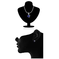 Mahi with Swarovski Elements Dark Blue Victorian Heart Rhodium Plated Pendant Set for Women NL1104141RDBlu-thumb3