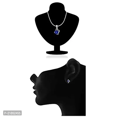 Mahi with Swarovski Elements Dark Blue Victorian Heart Rhodium Plated Pendant Set for Women NL1104141RDBlu-thumb4